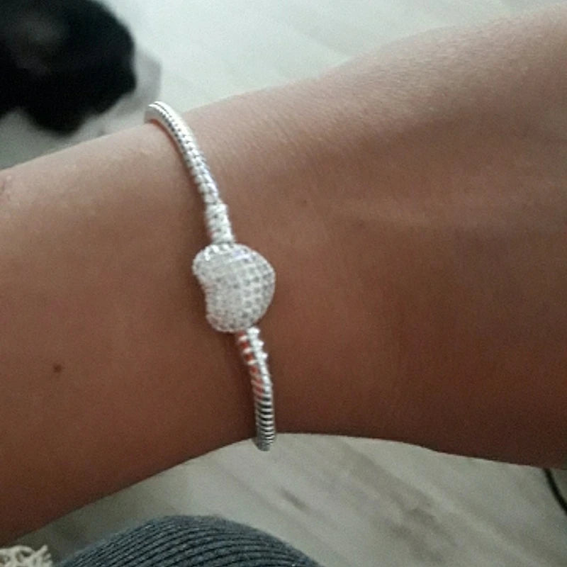 Silver Heart Clasp Snake Chain Bracelet