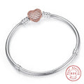 Silver Heart Clasp Snake Chain Bracelet